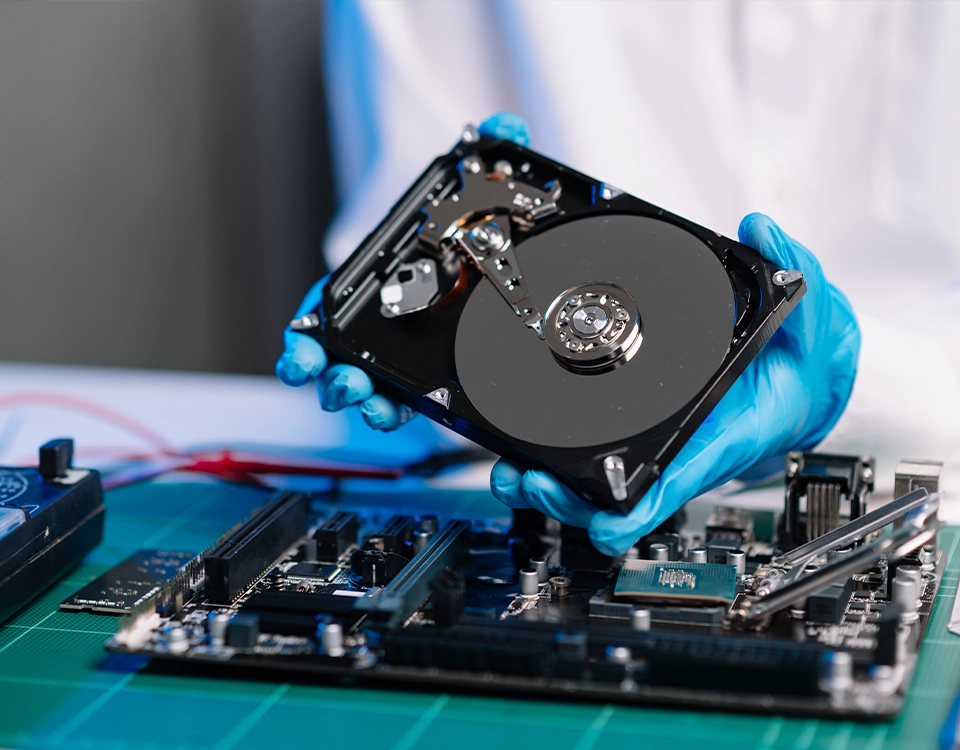 a person holding a hard drive