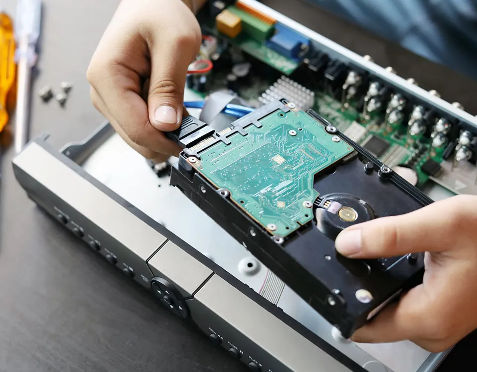 a person holding a hard drive