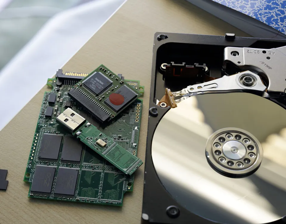 a computer parts on a table