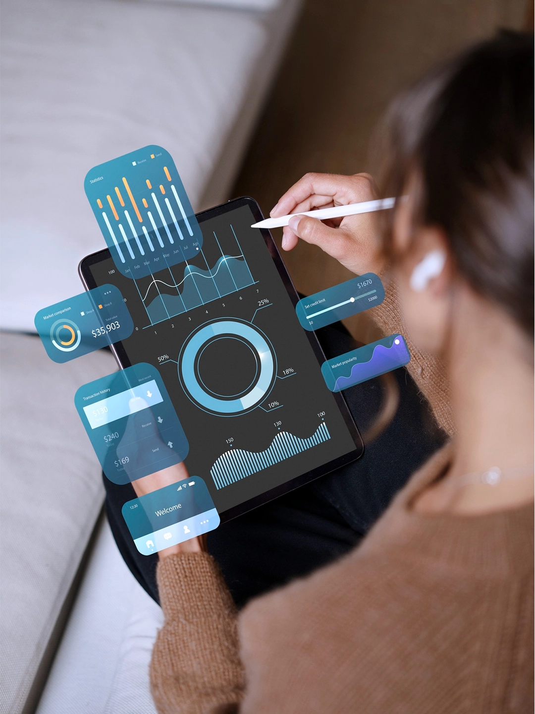 a woman using a tablet