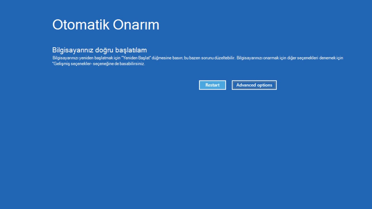 Lenovo Otomatik Onarım Hatası ve Çözümü