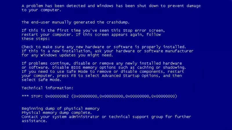 800×450 Bilgisayar Mavi Ekran Hatası